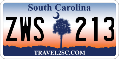 SC license plate ZWS213