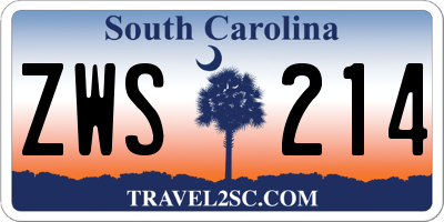 SC license plate ZWS214