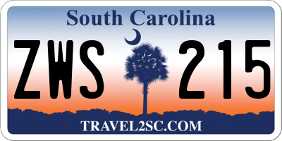 SC license plate ZWS215