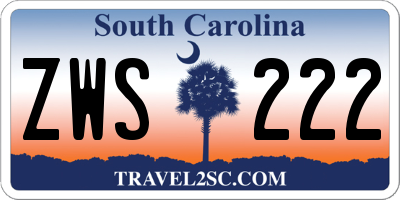 SC license plate ZWS222