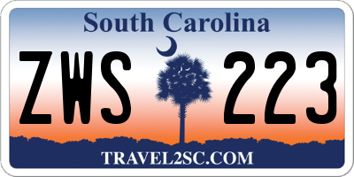 SC license plate ZWS223