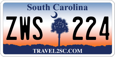 SC license plate ZWS224