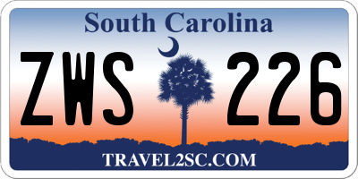 SC license plate ZWS226