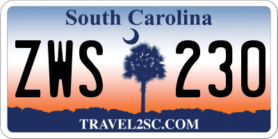 SC license plate ZWS230