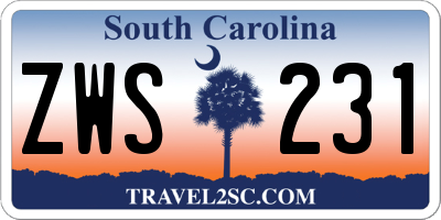 SC license plate ZWS231