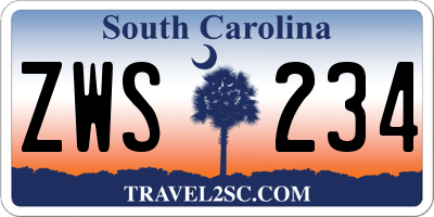 SC license plate ZWS234