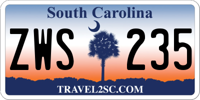 SC license plate ZWS235