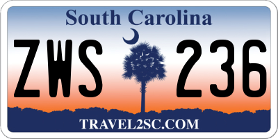 SC license plate ZWS236