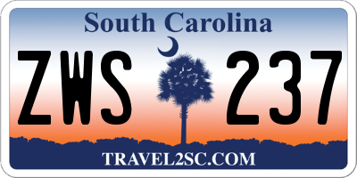SC license plate ZWS237