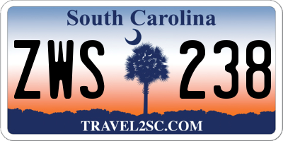 SC license plate ZWS238