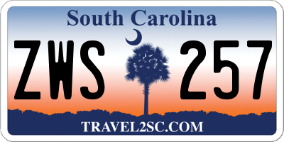 SC license plate ZWS257