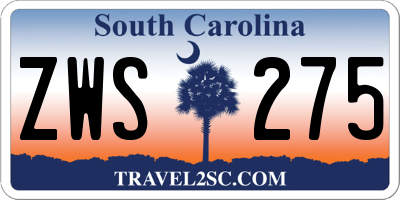 SC license plate ZWS275