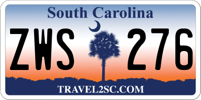 SC license plate ZWS276