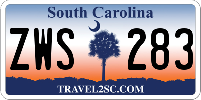 SC license plate ZWS283