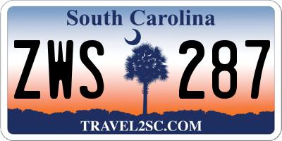 SC license plate ZWS287
