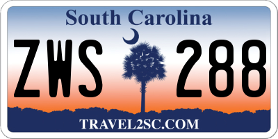 SC license plate ZWS288