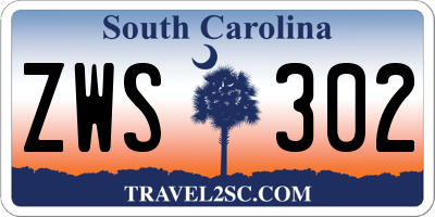 SC license plate ZWS302