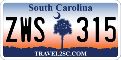 SC license plate ZWS315