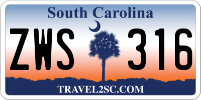 SC license plate ZWS316