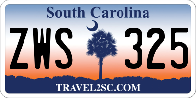SC license plate ZWS325