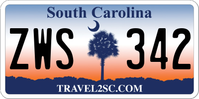SC license plate ZWS342
