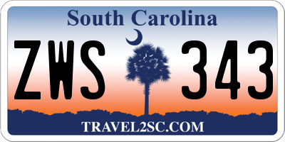 SC license plate ZWS343