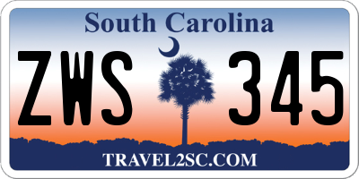 SC license plate ZWS345