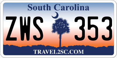 SC license plate ZWS353
