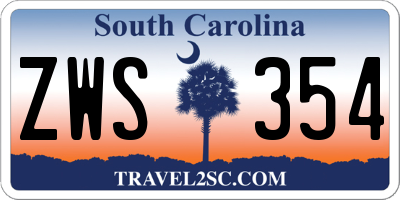 SC license plate ZWS354