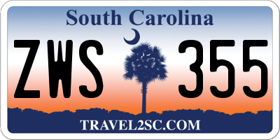 SC license plate ZWS355