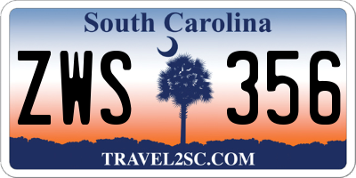 SC license plate ZWS356
