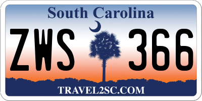 SC license plate ZWS366
