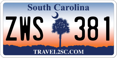 SC license plate ZWS381