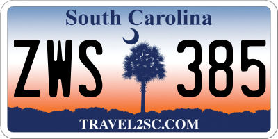 SC license plate ZWS385