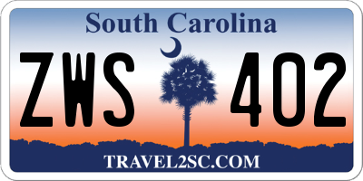 SC license plate ZWS402