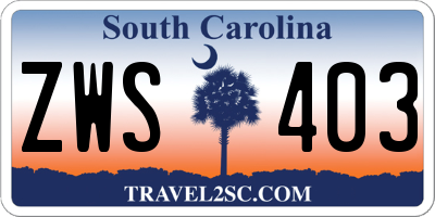 SC license plate ZWS403