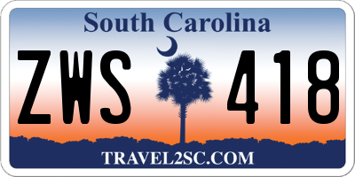 SC license plate ZWS418