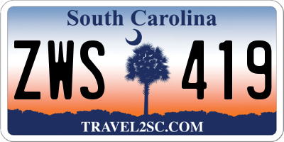 SC license plate ZWS419