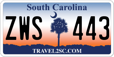 SC license plate ZWS443