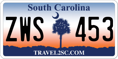 SC license plate ZWS453
