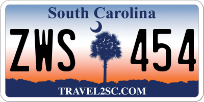 SC license plate ZWS454