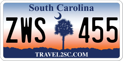 SC license plate ZWS455