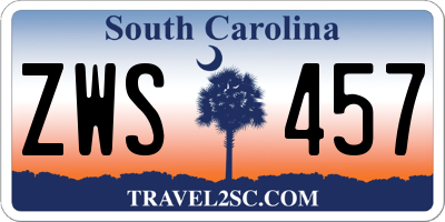 SC license plate ZWS457