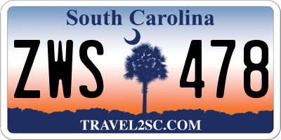 SC license plate ZWS478