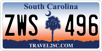 SC license plate ZWS496