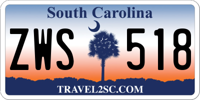 SC license plate ZWS518