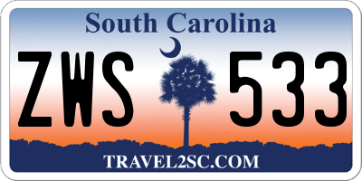 SC license plate ZWS533