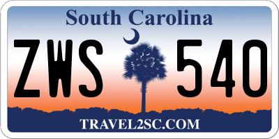 SC license plate ZWS540