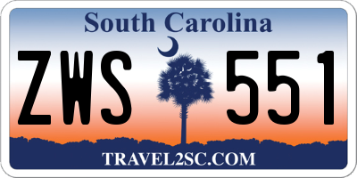 SC license plate ZWS551