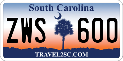 SC license plate ZWS600